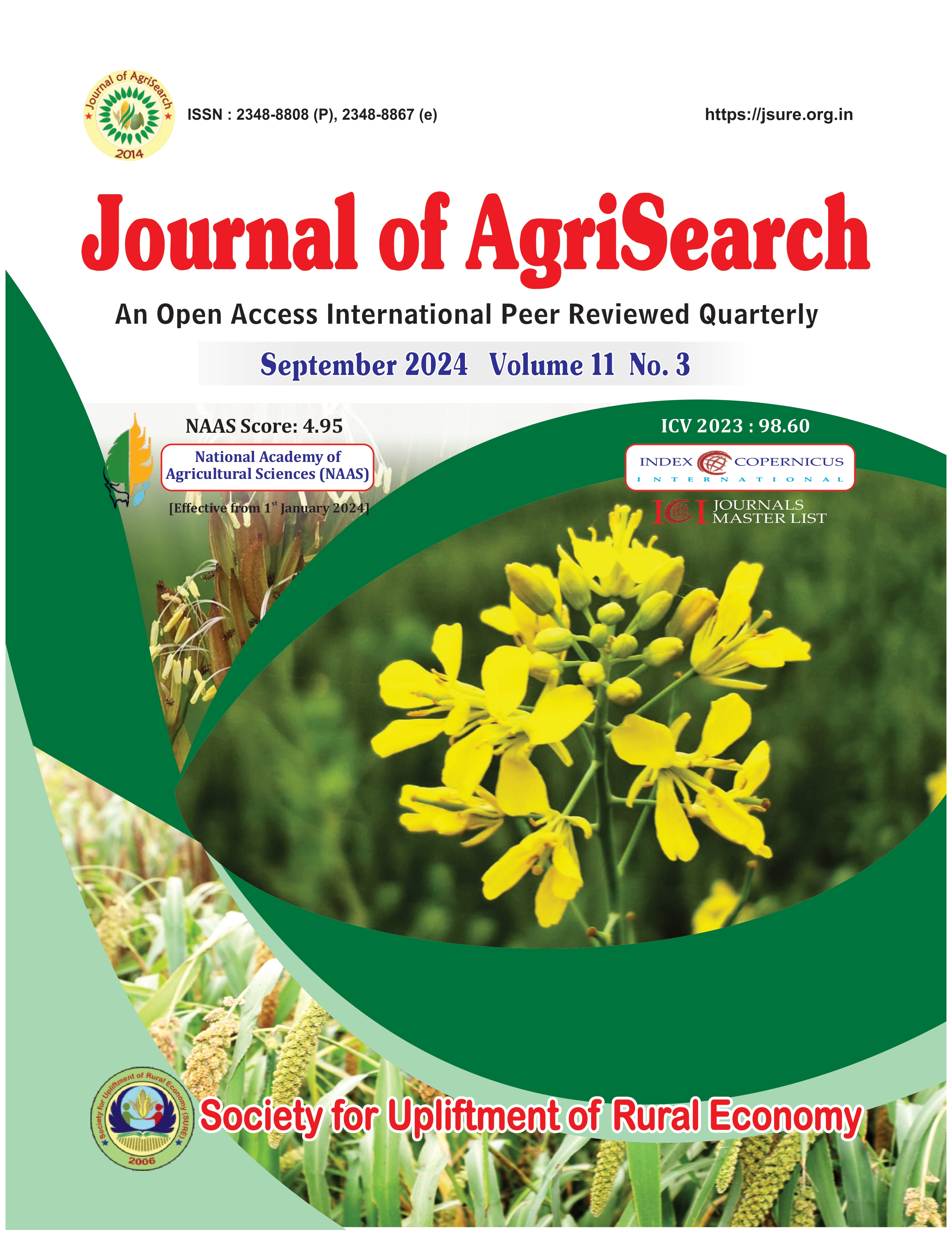 					View Vol. 11 No. 3 (2024): Journal of AgriSearch
				